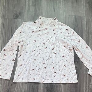 croft & barrow Pink Long Sleeve Turtleneck Top with Small Motif Print